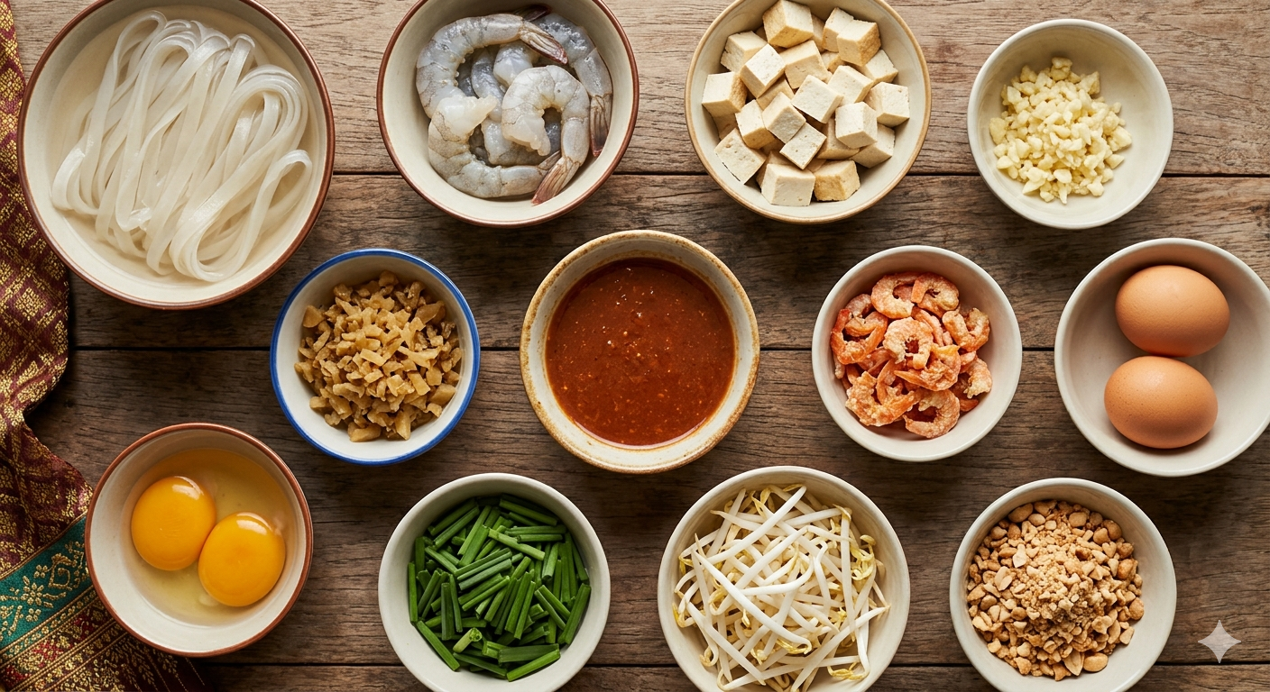 Ingredientes para Pad Thai clásico