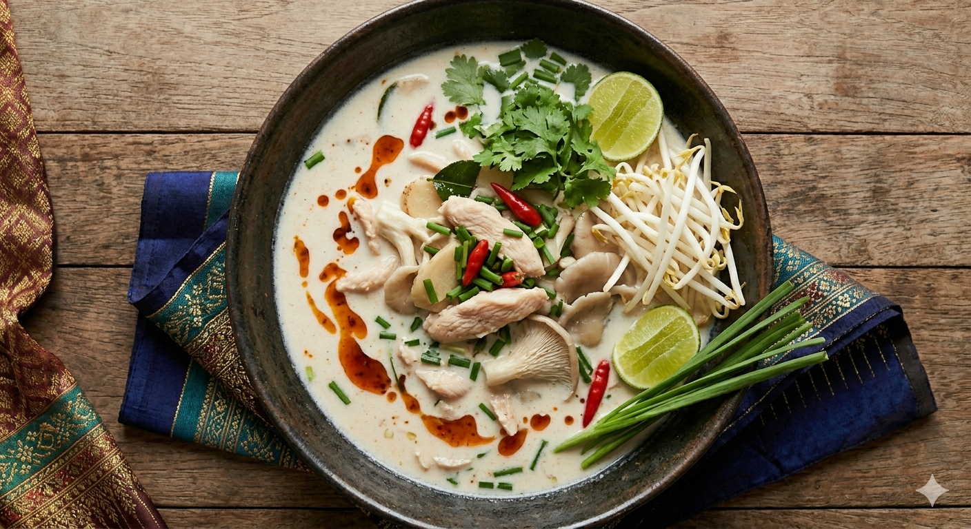 Tom Kha Gai (ต้มข่าไก่) — Sopa de pollo con leche de coco